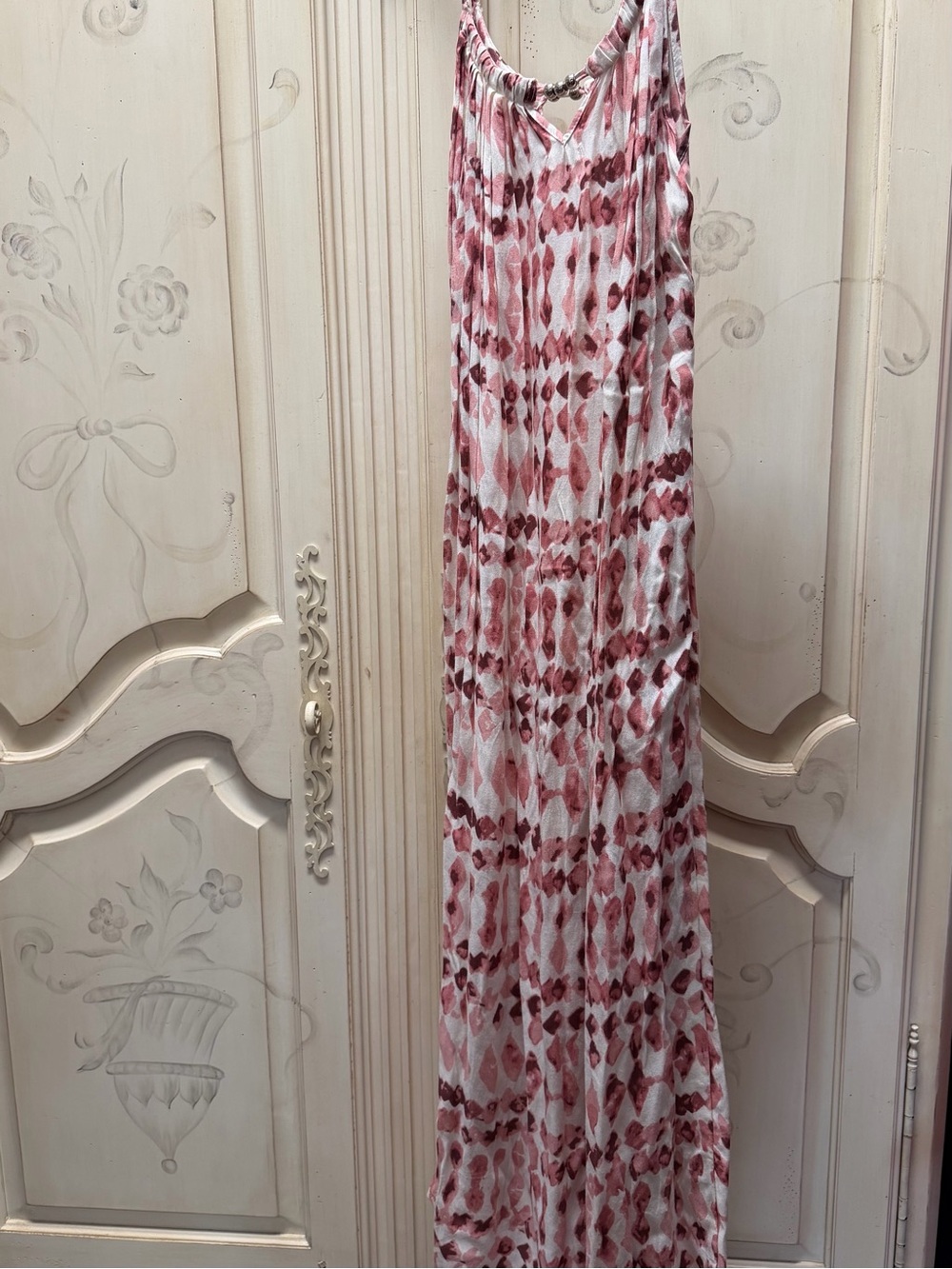 Sleeveless Pink Patterned Maxi Dress